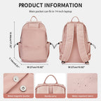 Unisex Lightweight Water-Resistant Backpack, Black Pink — product image 5