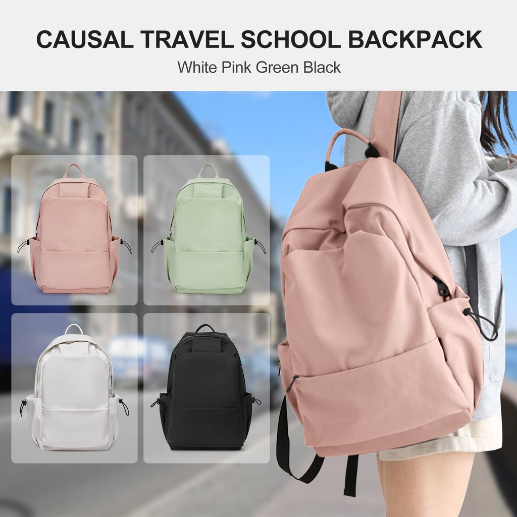 Unisex Lightweight Water-Resistant Backpack, Black Pink — product image 6