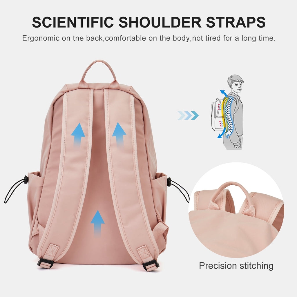 Unisex Lightweight Water-Resistant Backpack, Black Pink — product image 8
