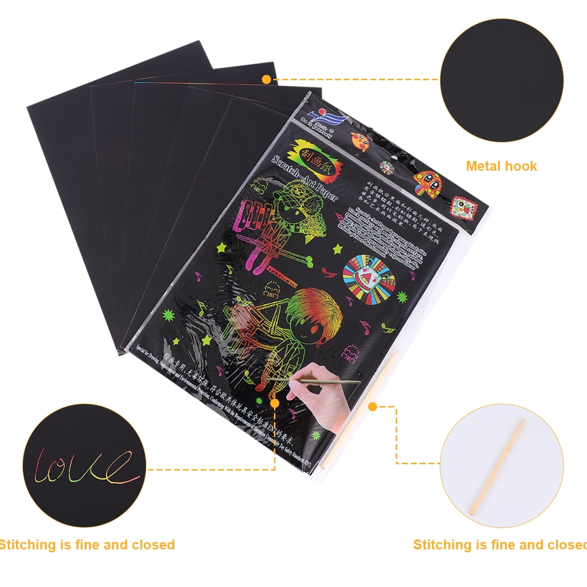 20-Piece Black Scratch Art Paper Set – 30 × 21cm — product image 2