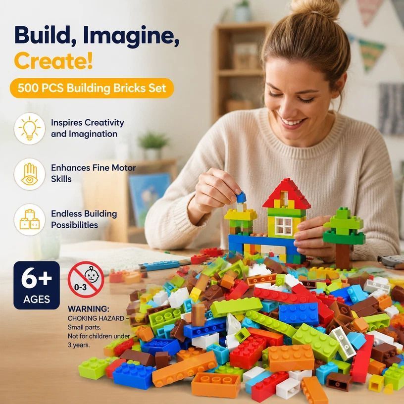 500-Piece Mini Building Blocks Puzzle Set – Regular Colours — product image 1