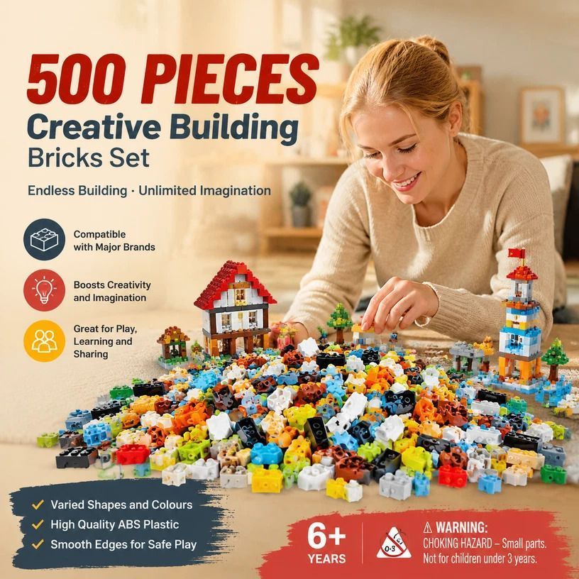500-Piece Mini Building Blocks Puzzle Set – Boys’ Colours — product image 1