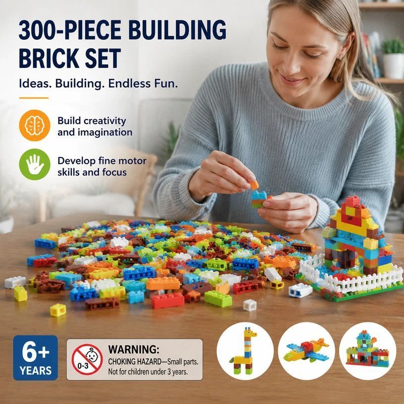 300-Piece Mini Building Blocks Puzzle Set – Regular Colours — product image 1