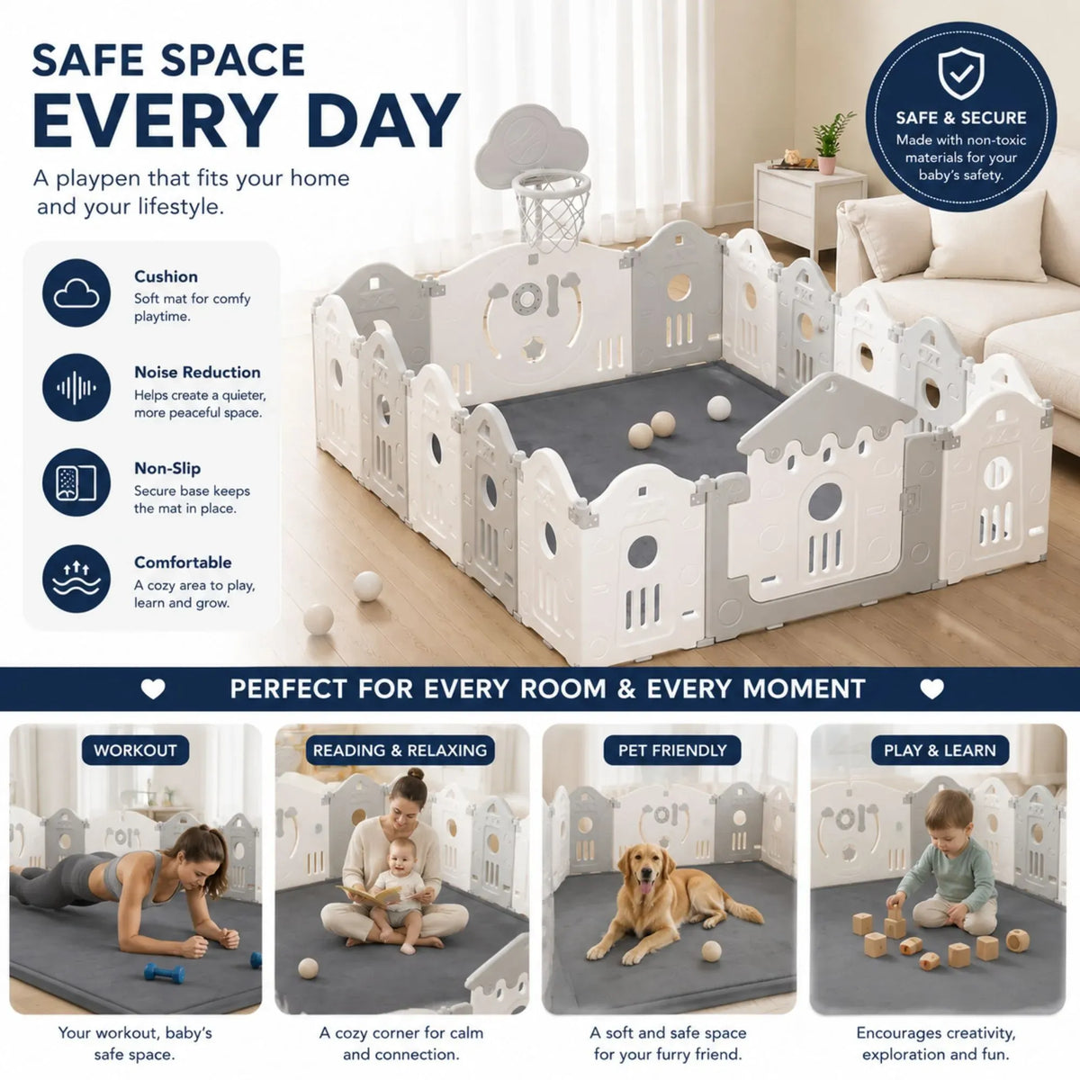 CARLA HOME Foam Play Mat — Grey, 100 × 150 cm — product image 5