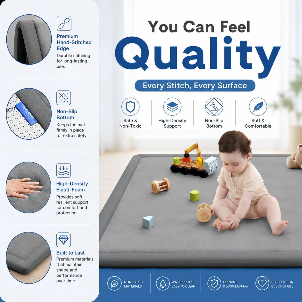 CARLA HOME Foam Play Mat — Grey, 100 × 150 cm — product image 6