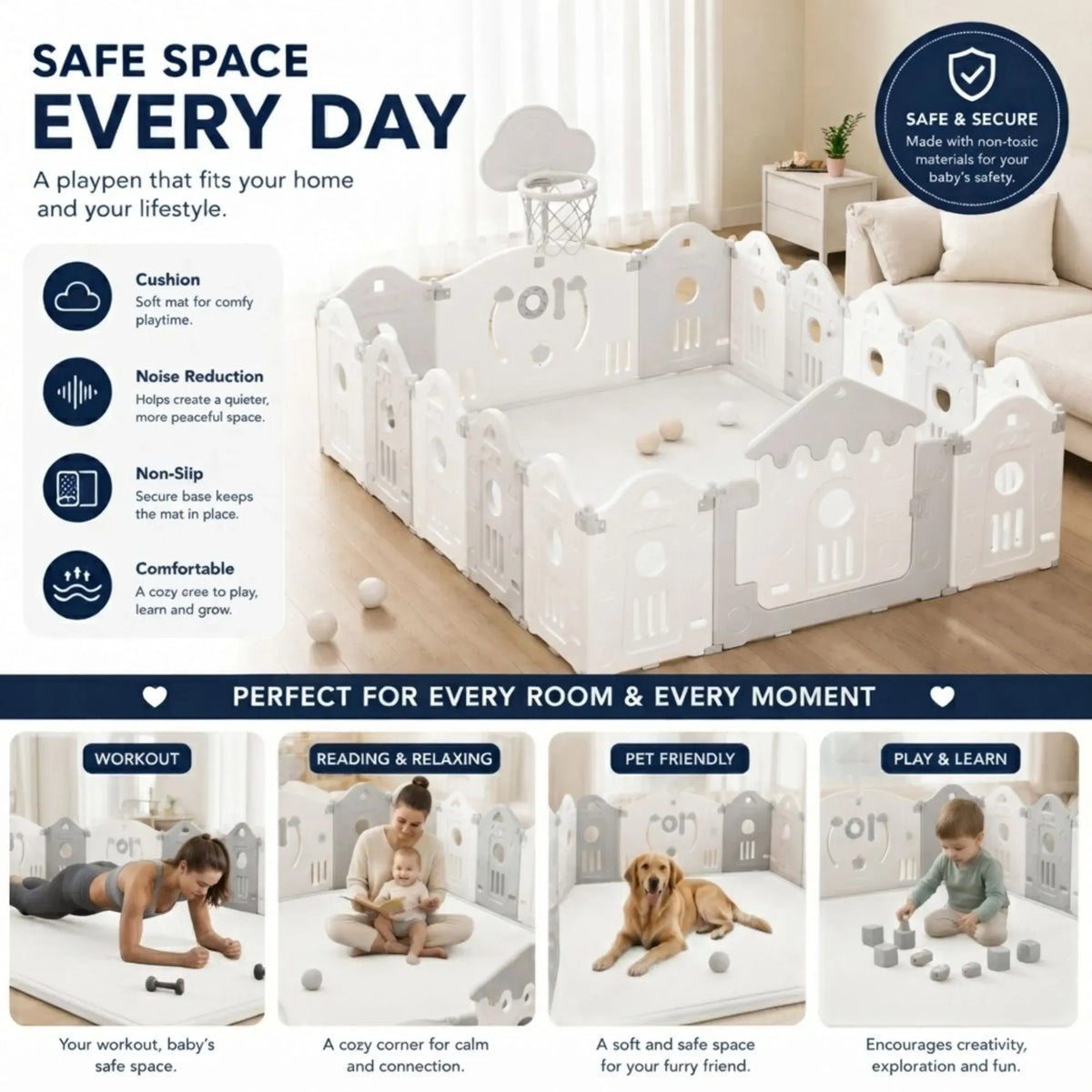 CARLA HOME Foam Play Mat — White, 200 × 300 cm — product image 5