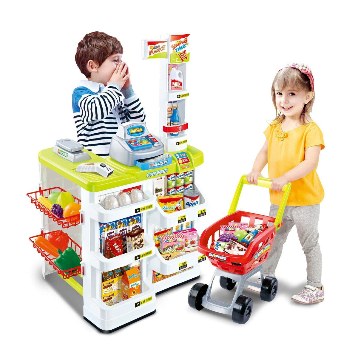Kids' Pretend Supermarket with Cash Register & Trolley — product image 1
