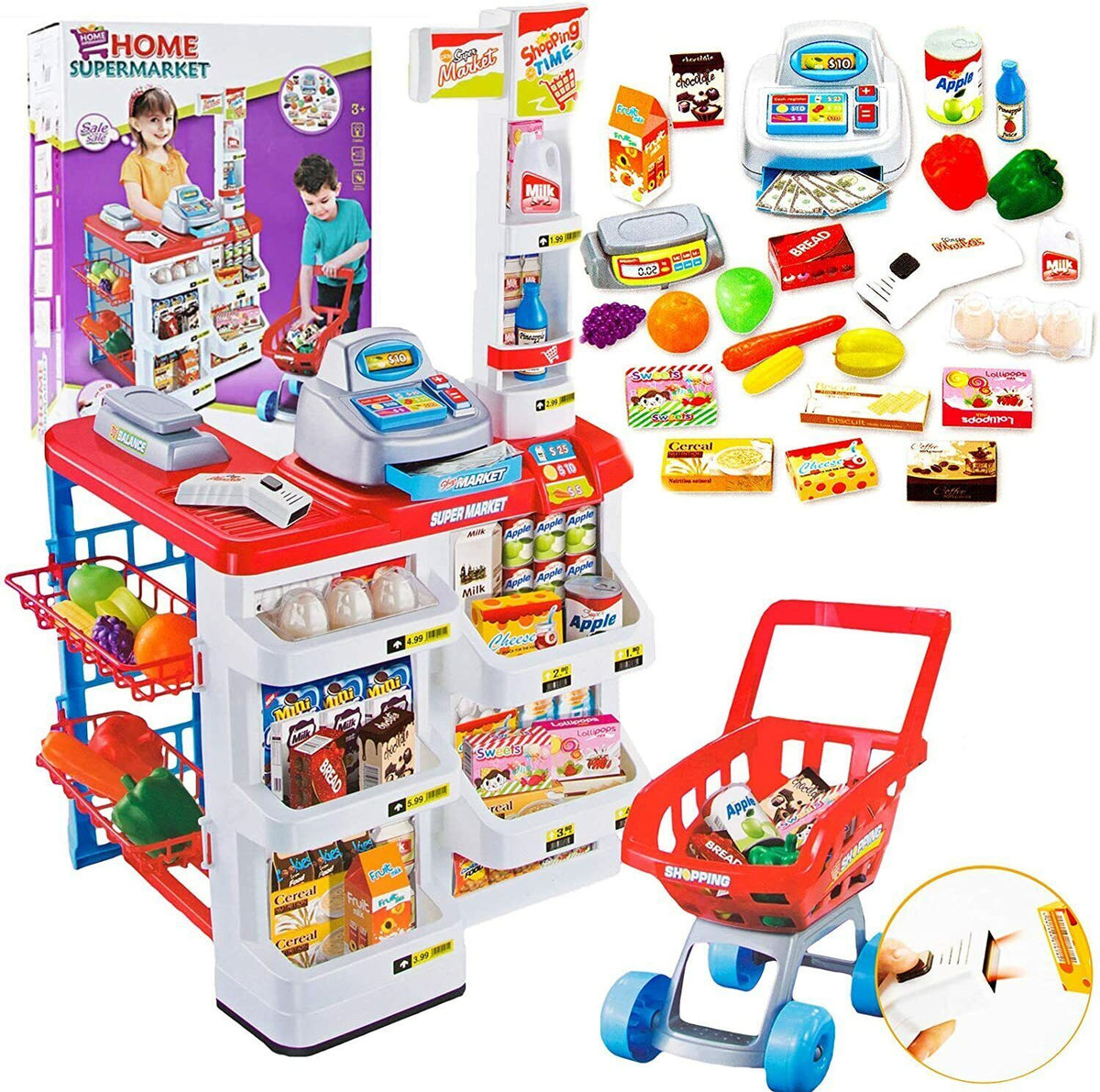 Kids' Pretend Supermarket with Cash Register & Trolley — product image 4