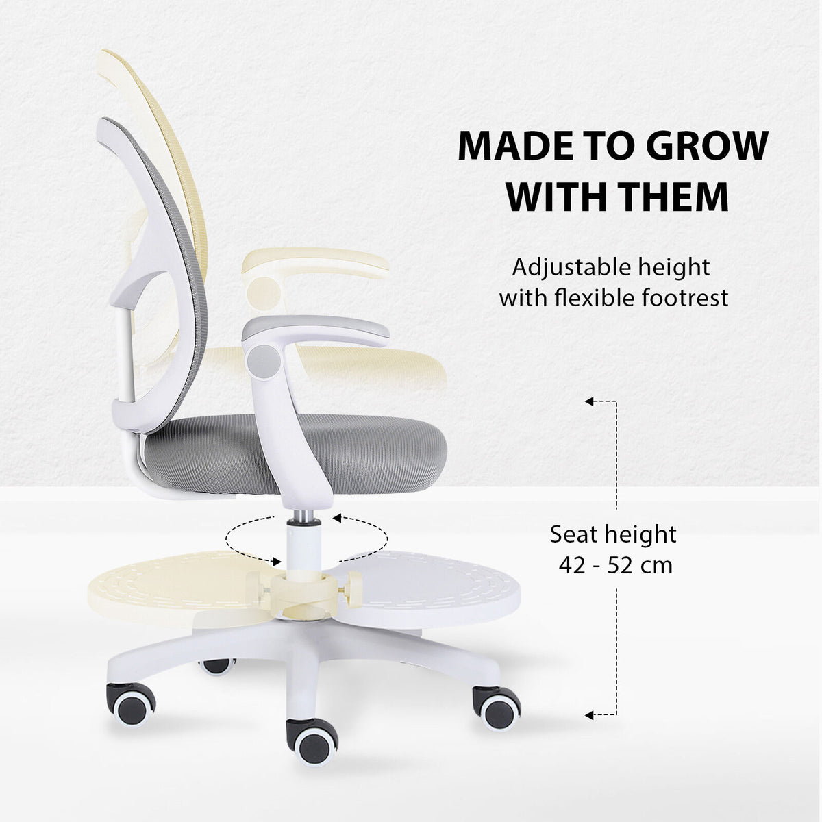 NOVA Kids' Study Chair with Footrest — Grey — product image 9