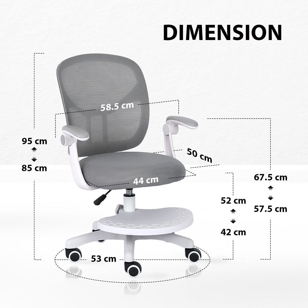 NOVA Kids' Study Chair with Footrest — Grey — product image 11