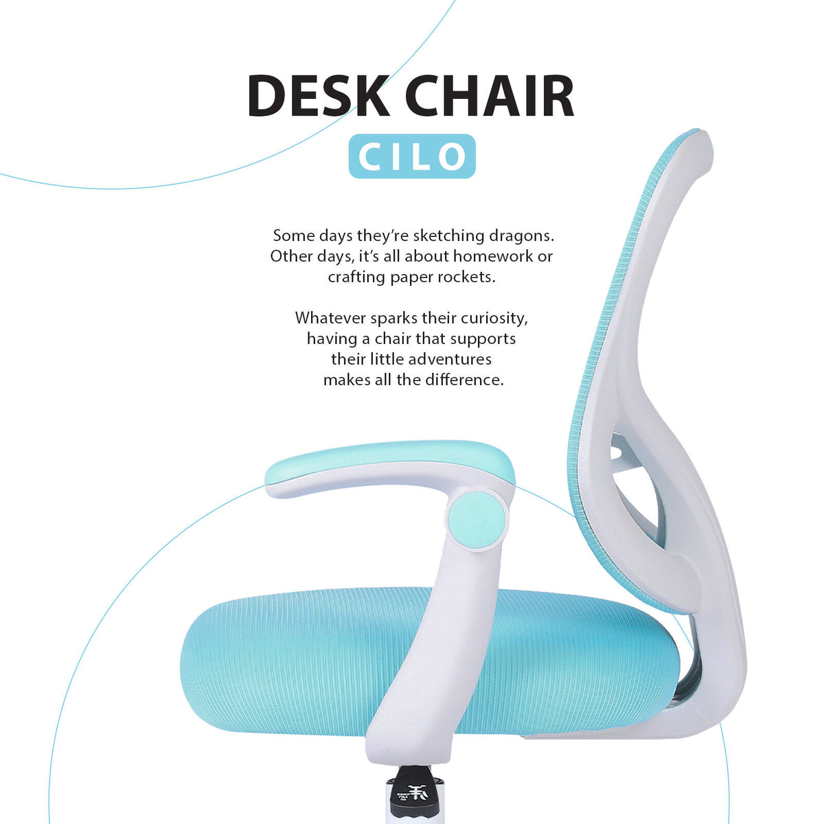 CILO Kids' Study Chair with Footrest — Blue — product image 3