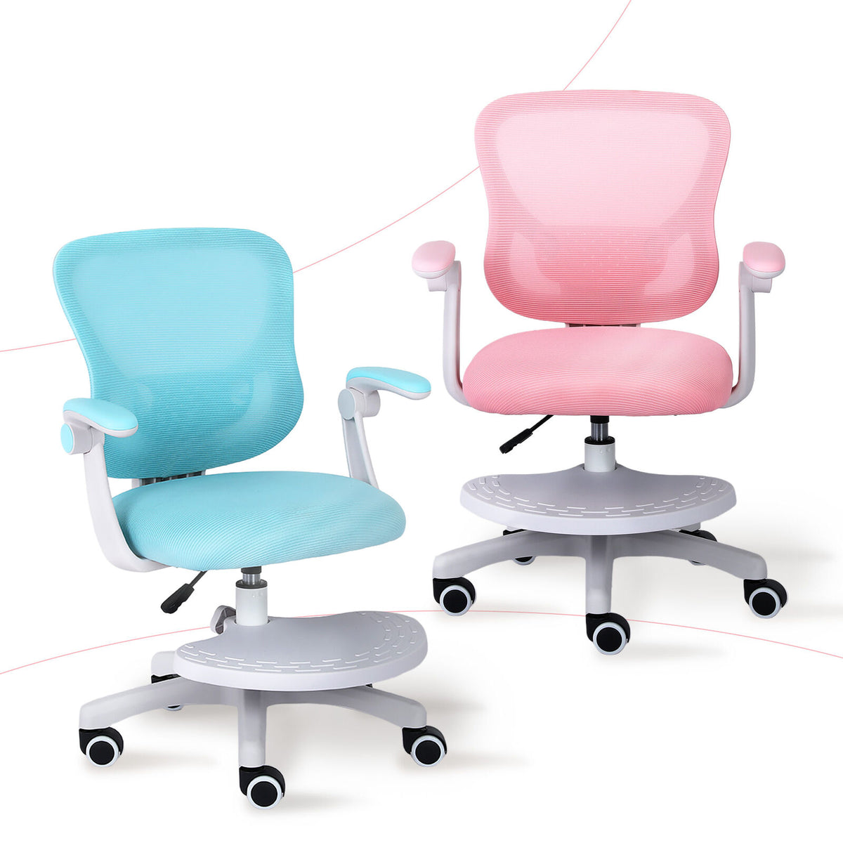 CILO Kids' Study Chair with Footrest — Pink — product image 4