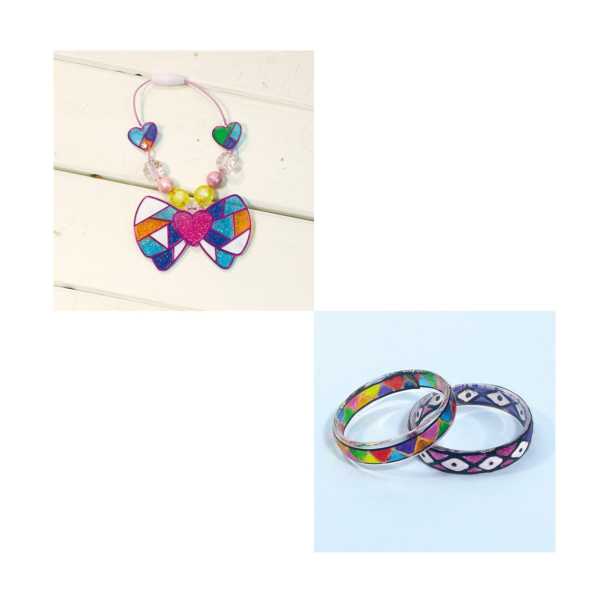 Examples of jewellery made with the Colorato craft kit
