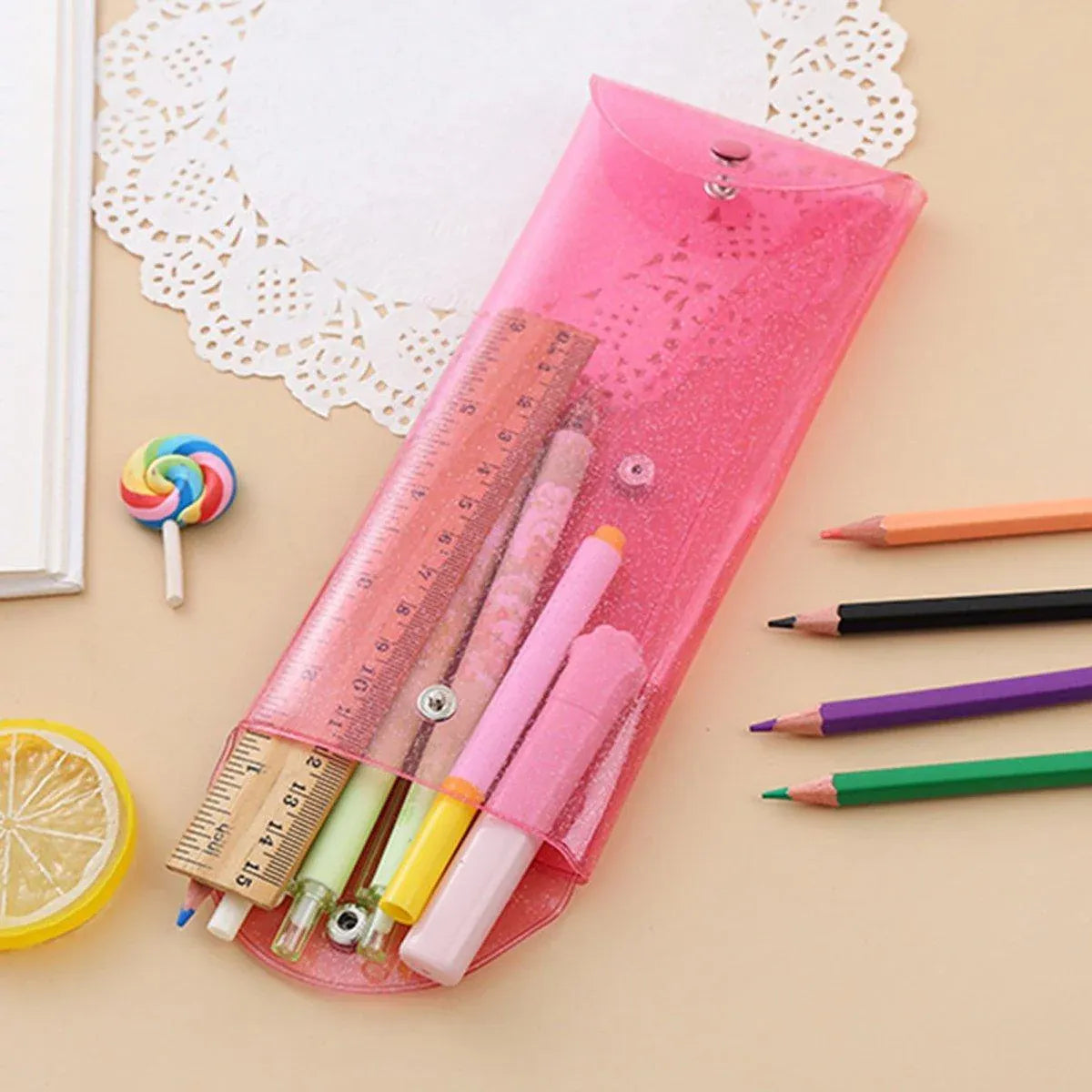 Transparent Pencil Cases with Buckle Closures — 7-Pack — product image 5