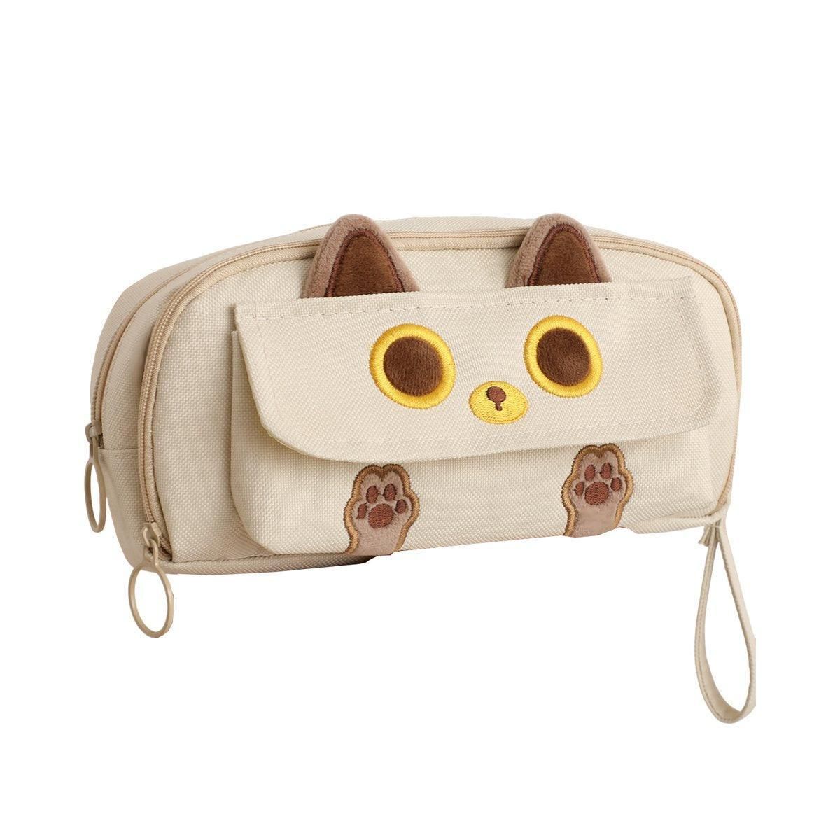 Embroidered Pencil Case — Beige — product image 1