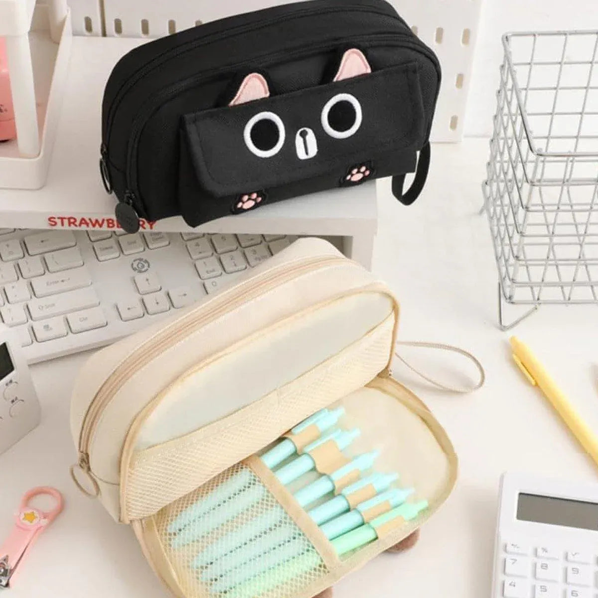 Embroidered Pencil Case — Beige — product image 9