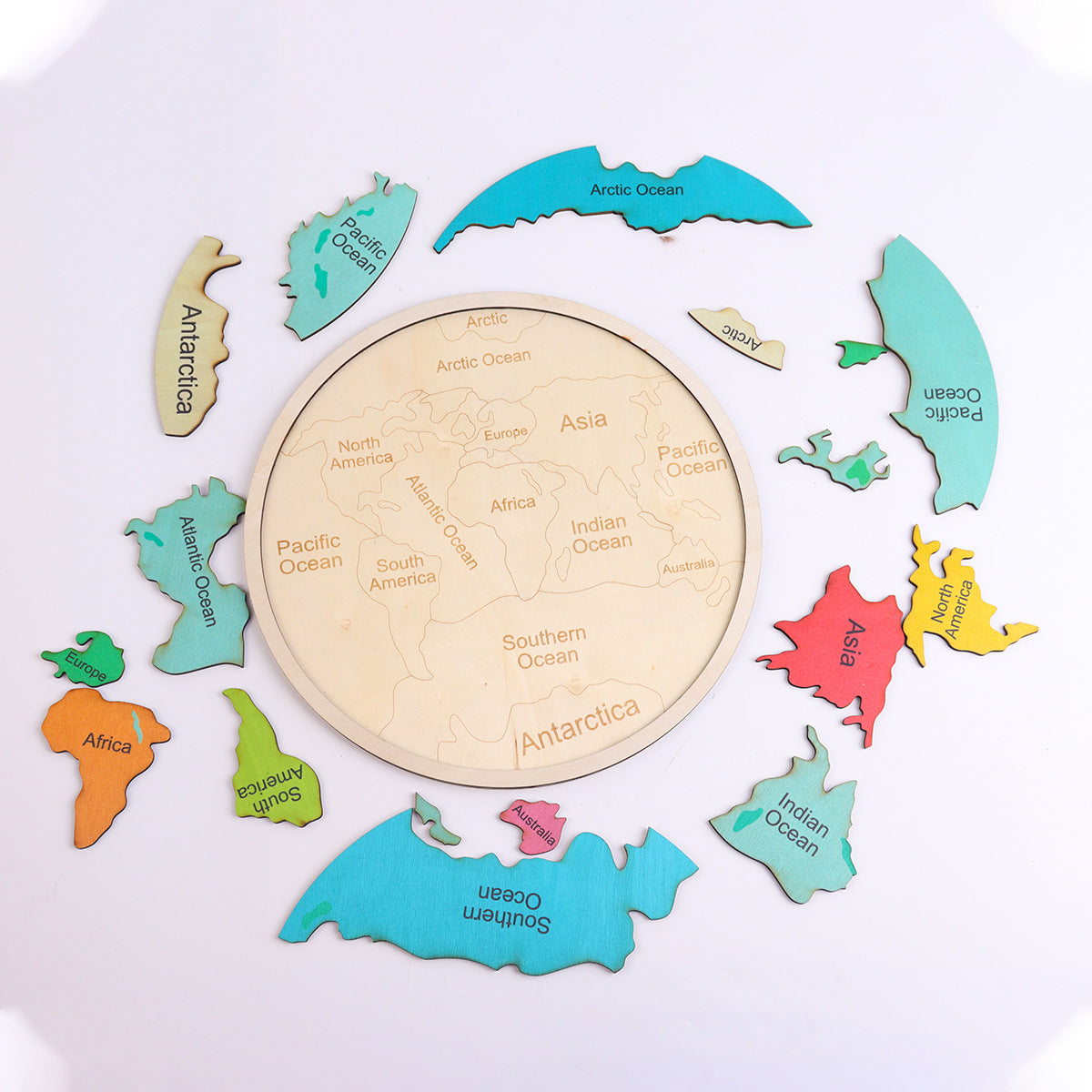 Colorful Wooden World Map Puzzle – 7 Continents Educational Geography Toy for Kids — product image 2