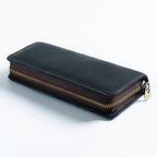 Black Genuine Leather Pencil Case - Vintage Zip-Up Pen Holder with Elastic Loops — product image 1