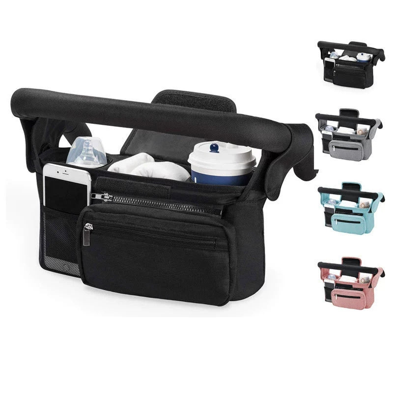 Pram Organiser with Insulated Cup Holders & Wristlet — Black — product image 2