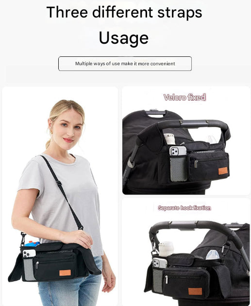 Pram Organiser with Insulated Cup Holders & Wristlet — Grey — product image 8