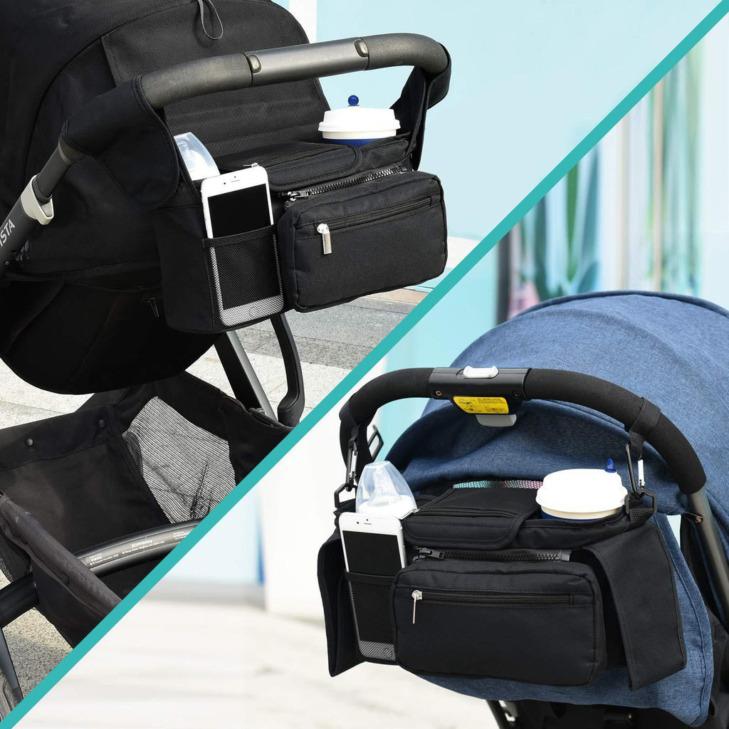 Pram Organiser with Insulated Cup Holders & Wristlet — Grey — product image 9