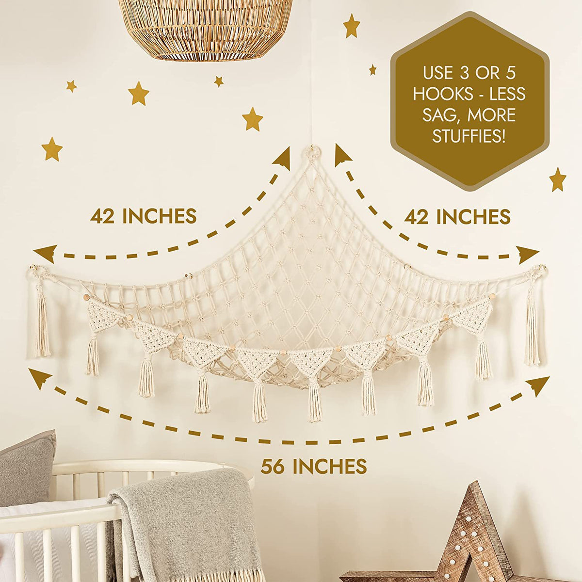 Hand-Woven Cotton Toy Storage Hammock – White — product image 3