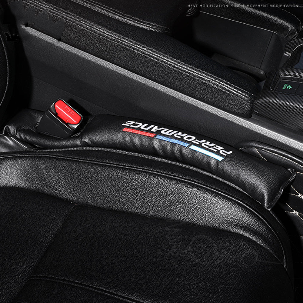 Car seat gap filler installed beside a console