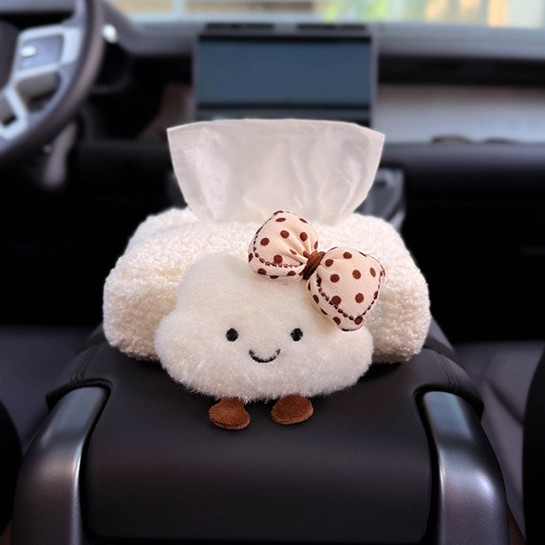 Car tissue holder shown in a vehicle