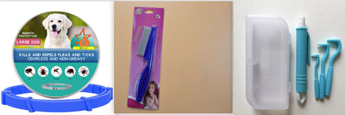 Blue two-piece fine-tooth stainless-steel pet comb set