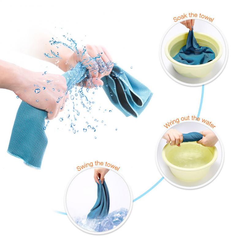 Cooling towel soak wring and activate steps