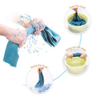 Cooling towel soak wring and activate steps