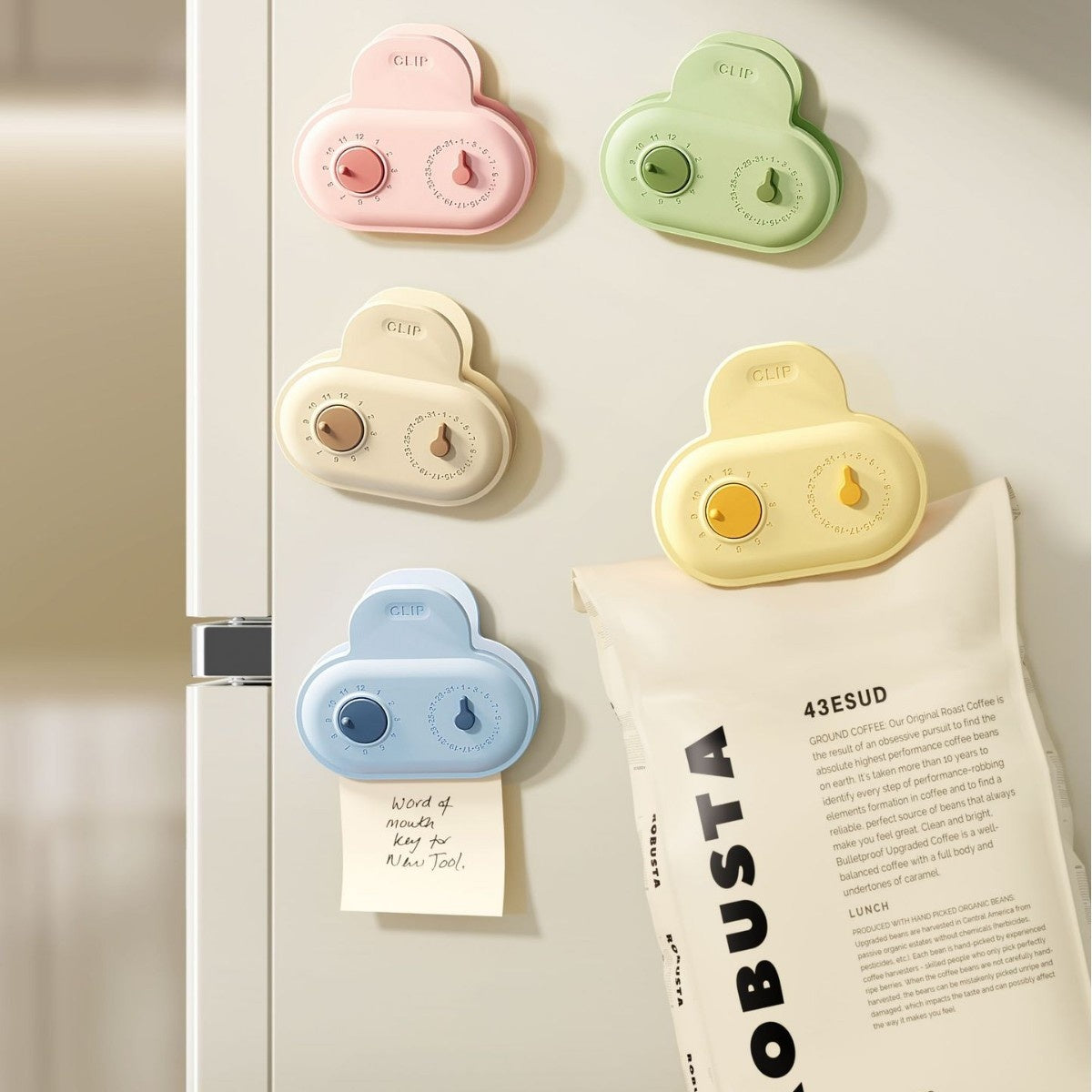 Dated magnetic food bag clips set of five hero