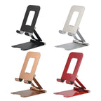 Foldable metal phone stand in compact folded position