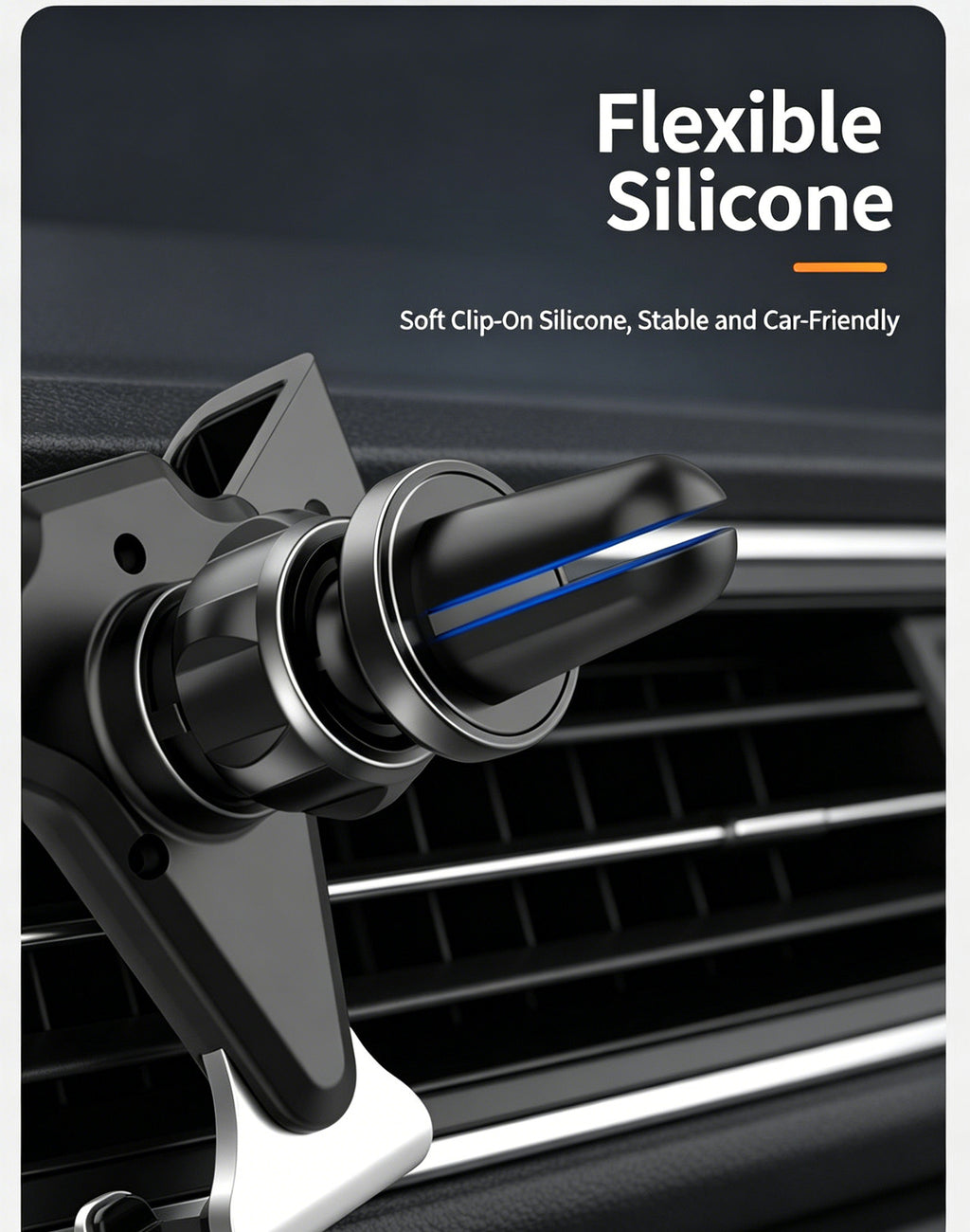 Gravity-lock car phone mount shown in use
