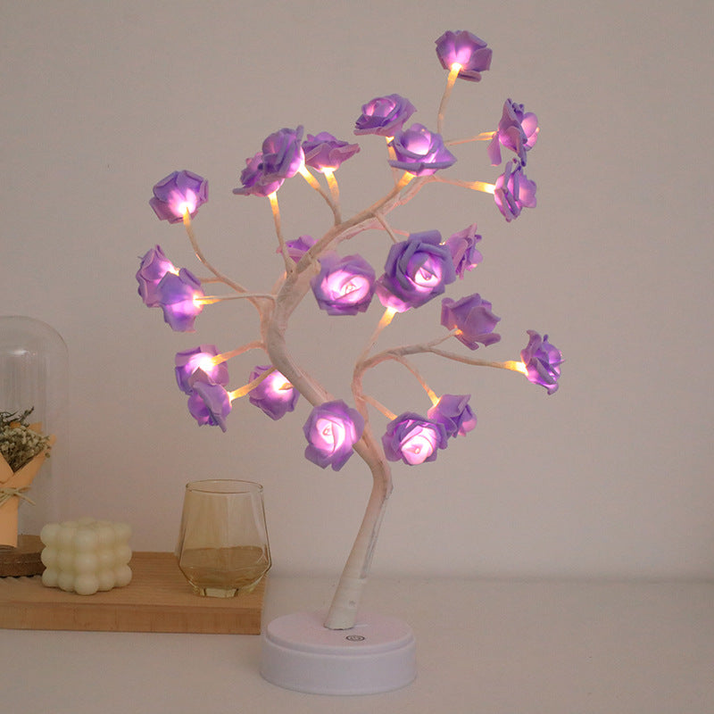 LED rose tree lamp shown as ambient room decor