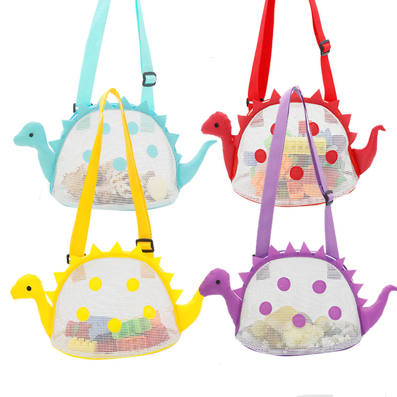 Dinosaur bag shape, mesh panels and adjustable straps shown across colour examples