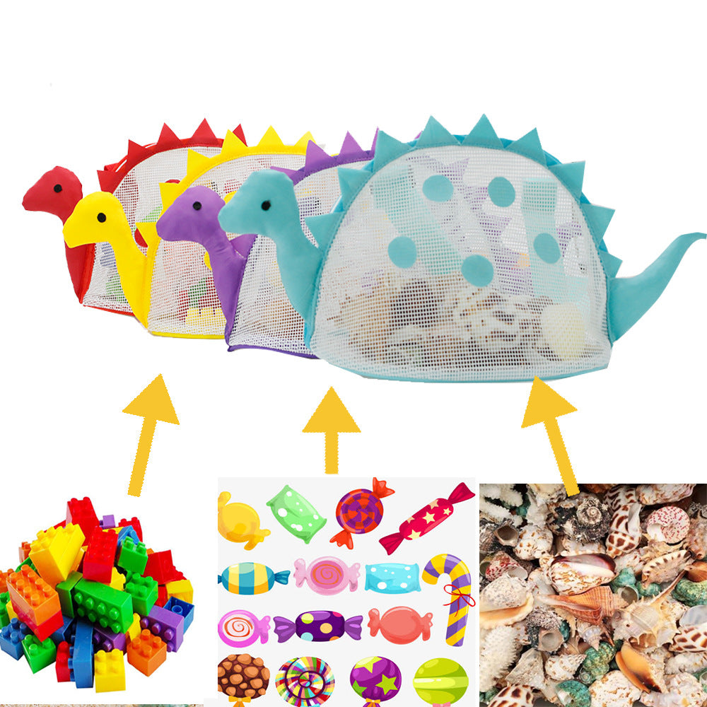 Dinosaur bag capacity illustrated with small objects; accessories not included