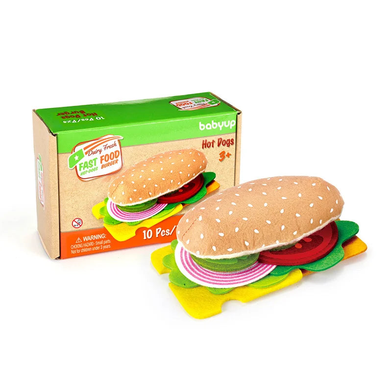 Mini Theory 10-piece felt hot dog pretend play food set