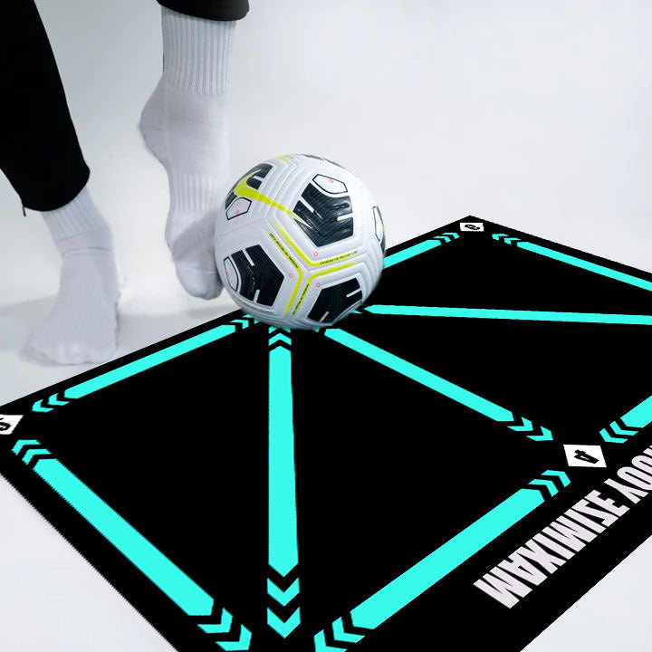 Football footwork mat in use; football not included