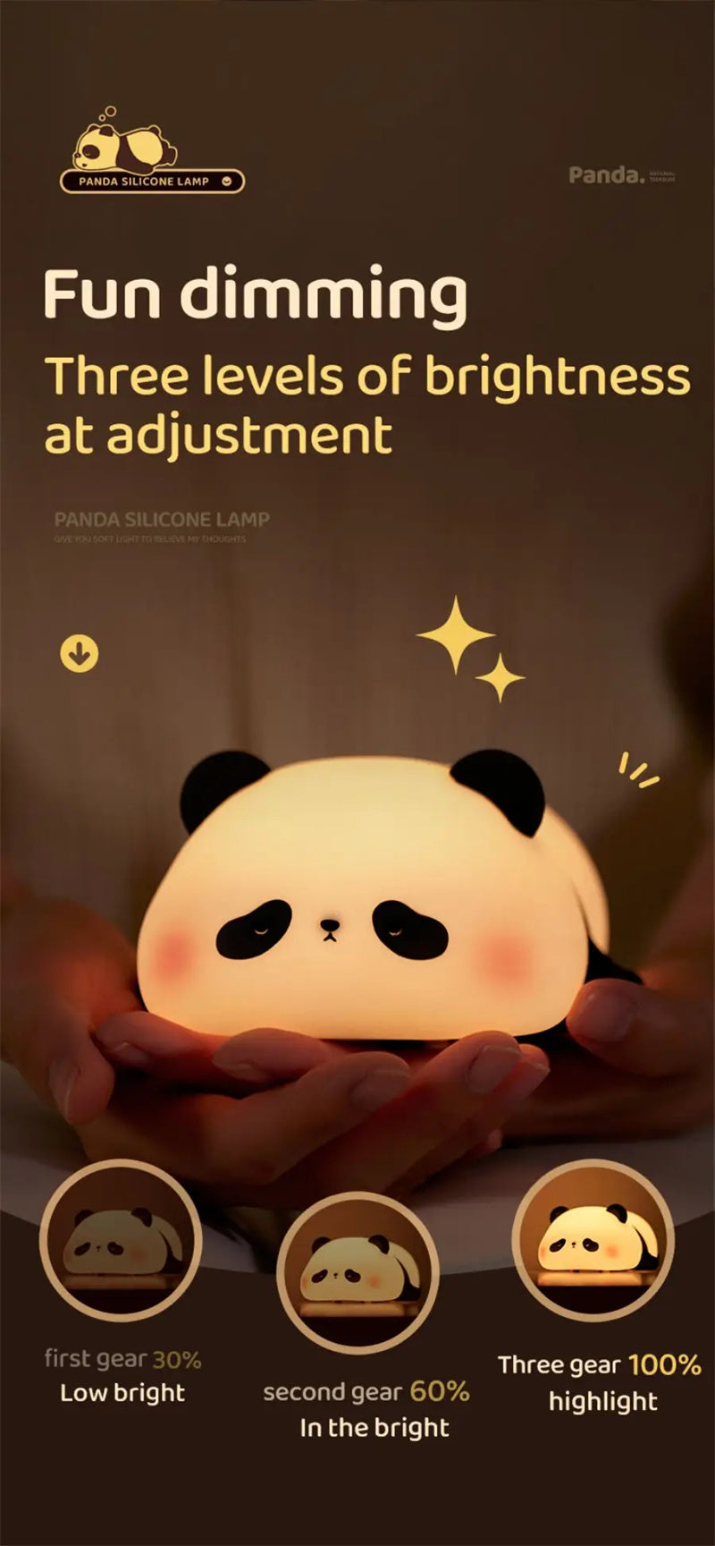Panda night light brightness levels