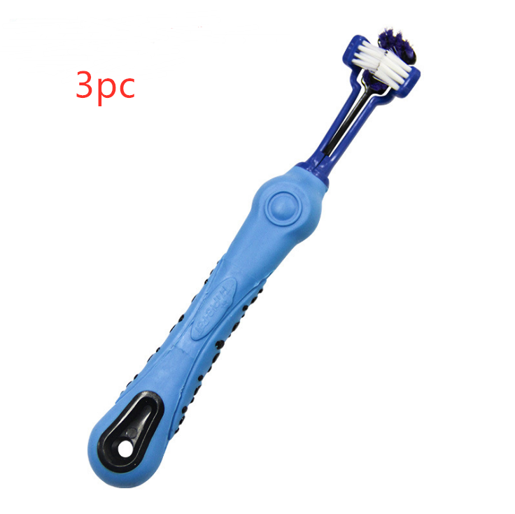 Blue three-pack pet toothbrushes