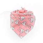 Pink bunny-print adjustable bandana bib