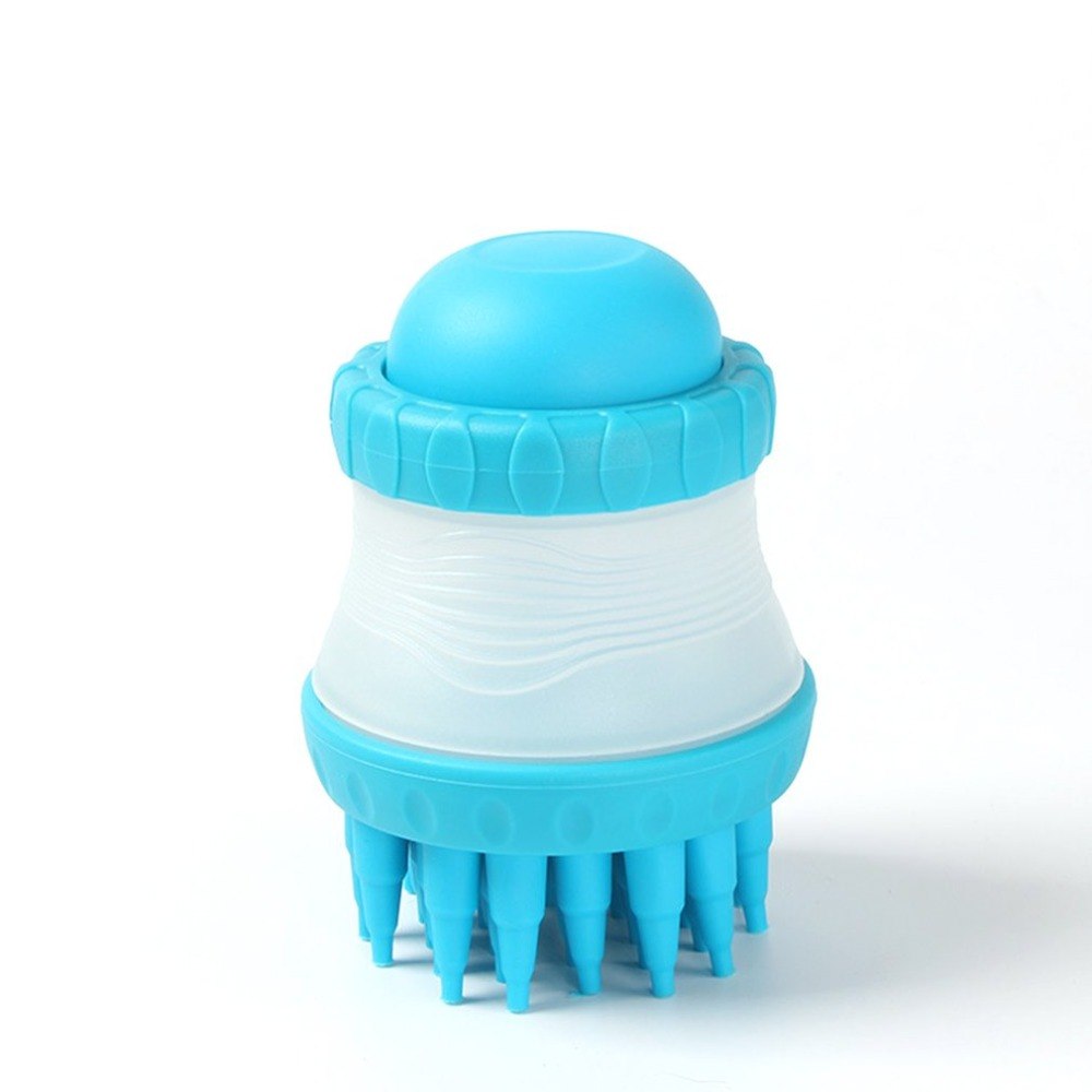 Blue silicone pet shampoo brush