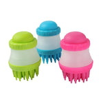 Silicone pet shampoo brush in use