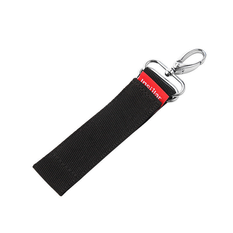 Single black nylon pram hook with metal clasp