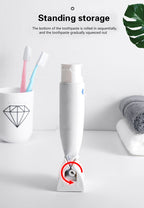 Tube squeezer holding a toothpaste tube
