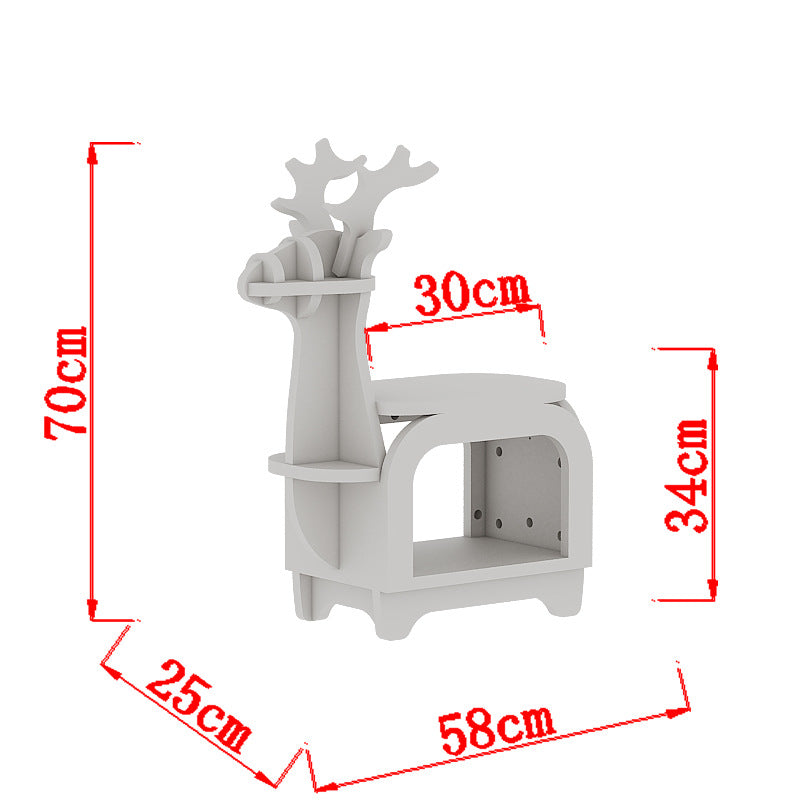 Supplier dimensions: white reindeer bookshelf, 58cm wide × 25cm deep × 70cm high